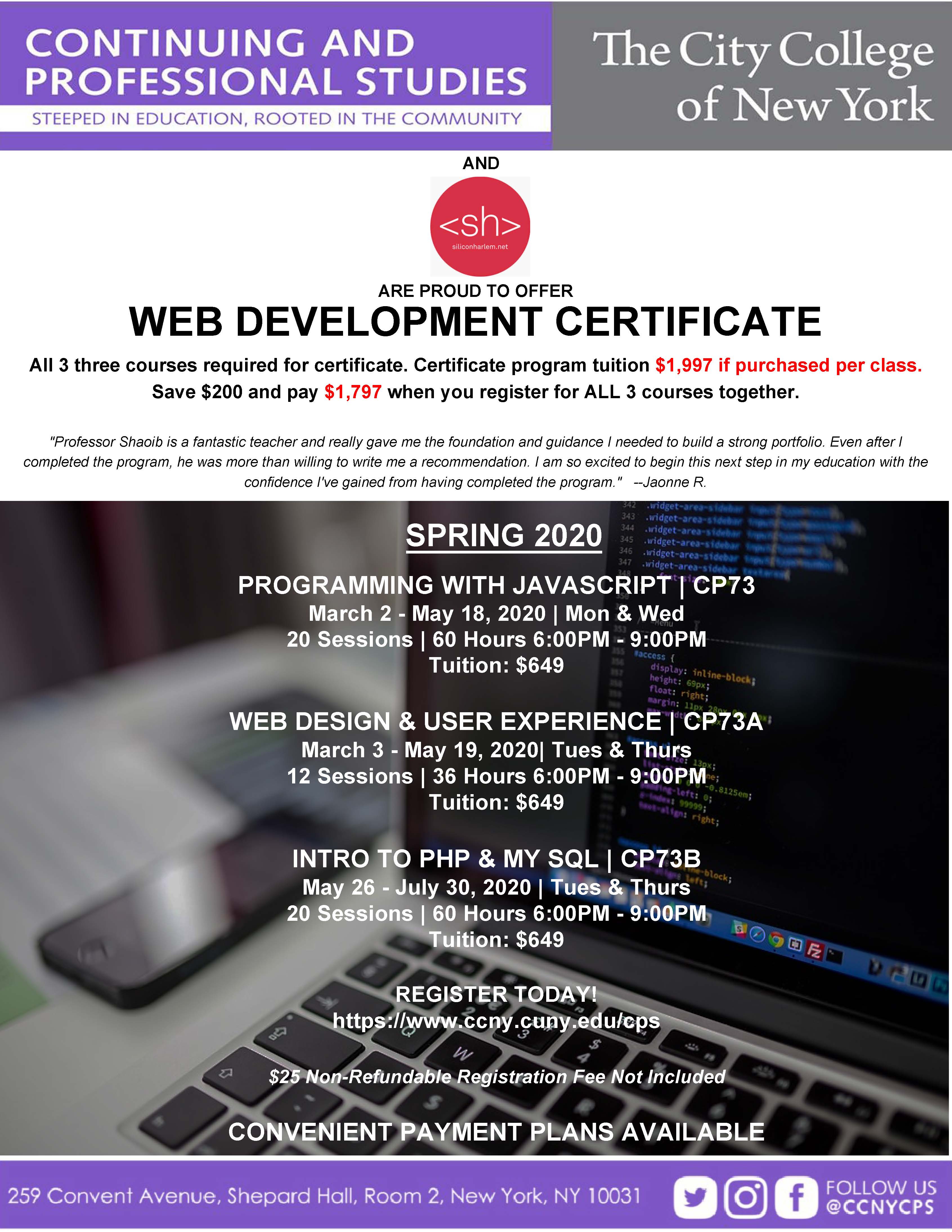 Web Development Certificate Program The City College of New York
